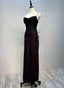 Black And Red Straps Simple Long Formal Dress, Black And Red Evening Dress Prom Dress