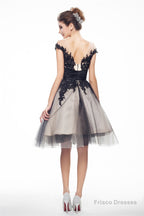 Black and White Lace Short Homecoming Dresses