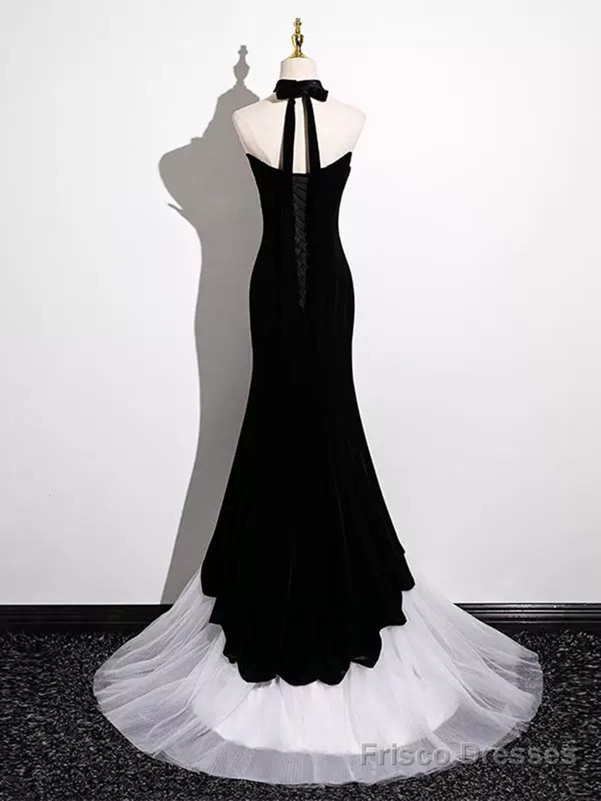 Black And White Mermaid Long Formal Dress Evening Dress, Black And White Prom Dress