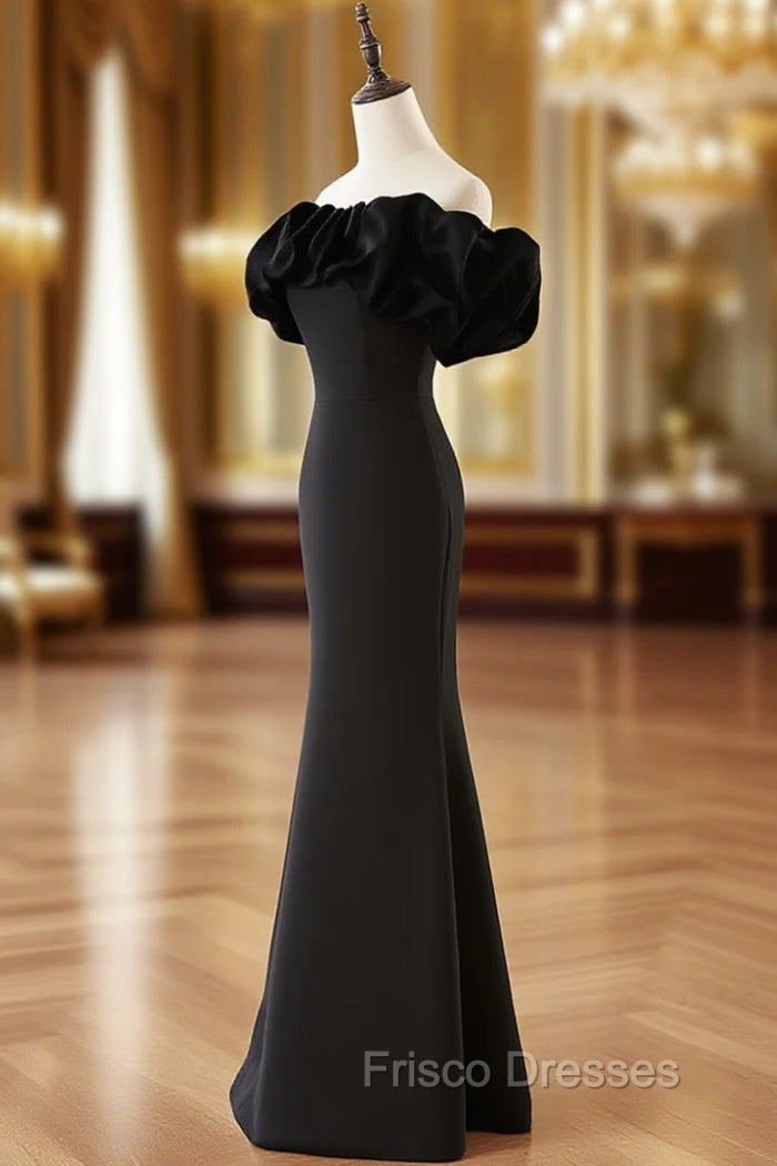 Black and White Mermaid Long Off Shoulder Party Dress, Long Evening Dress Formal Prom Dress Main image