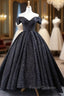 Black Ball Gown Sequins Off the Shoulder Formal Prom Dress