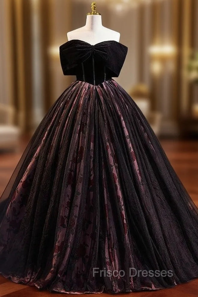 Black Ball Gown Off the Shoulder Formal Prom Dress Main image