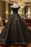 Black Ball Gown Sequins Beading Bateau Formal Prom Dress With Feather