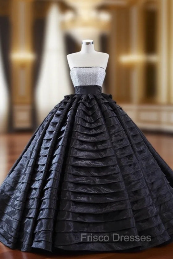 Black Ball Gown Tiers Sequins Formal Prom Dress Main image