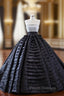 Black Ball Gown Tiers Sequins Formal Prom Dress
