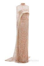 Black Beading Formal Prom Dress Sweep Train High Neck Zipper Sleeveless Evening Dress