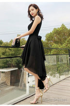 Black Chiffon Halter High Low Party Dress Homecoming Dress, Black Bridesmaid Dresses