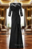 Black Chiffon Lace Beaded Half Sleeves Mother Of The Bride Dress