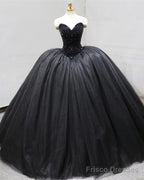 Black Corset Ball Gown Wedding Dresses Sweetheart
