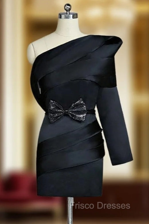 Black Formal Celebrity Dress Sheath One-shoulder Long Sleeves Main image