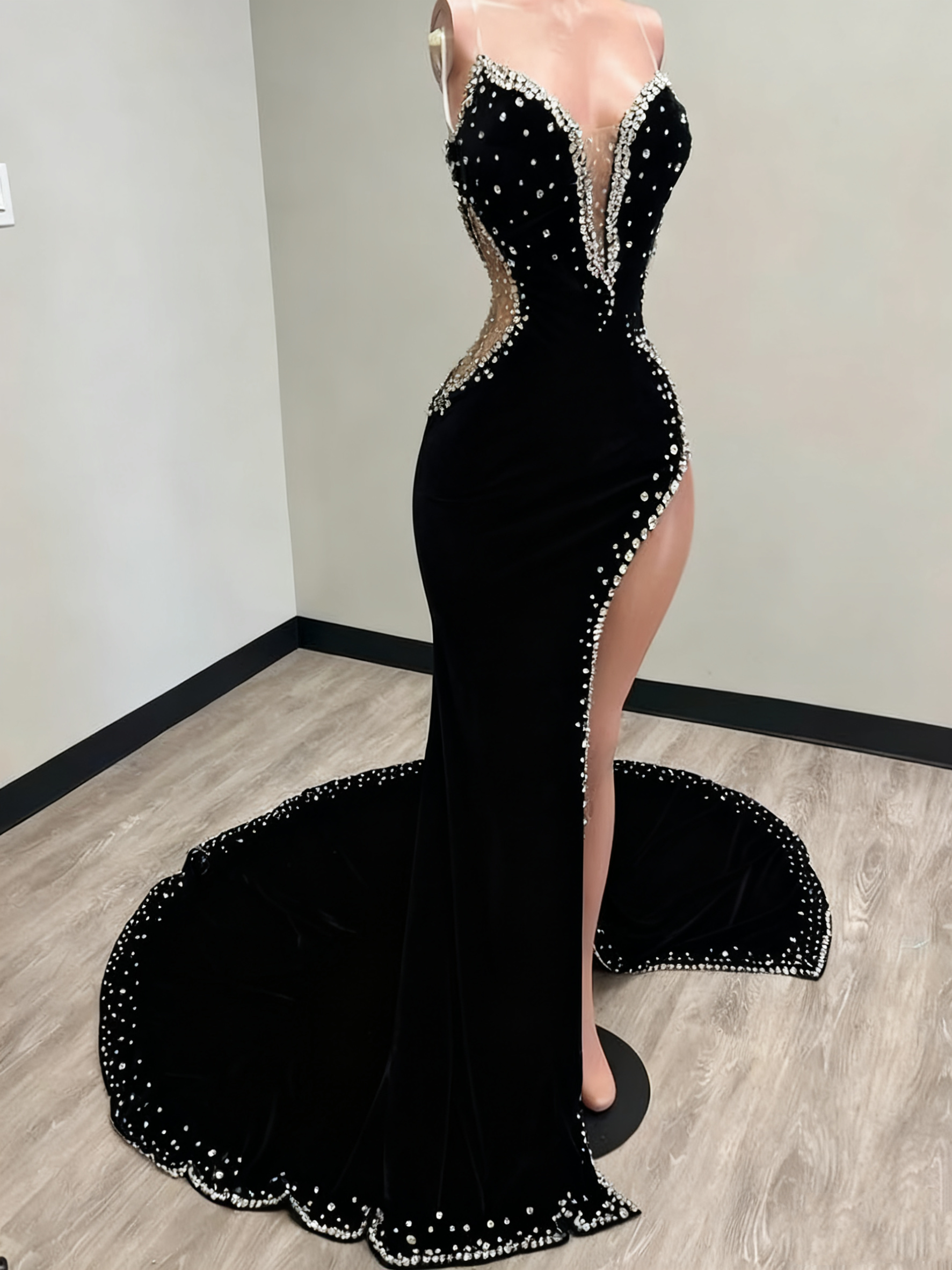 Black Girl Prom Dresses Long Mermaid Green Prom Gown With Train