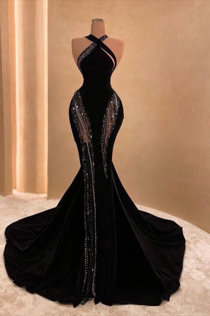 Black Halter Corset Mermaid Prom Dress Sexy Evening Dress Main image