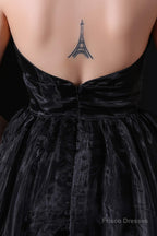 Black Halter Deep V neck Backless Tulle Floro Length Prom Dresses