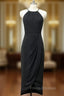 Black High Neck Sheath Chiffon Bridesmaid Dress