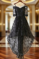 BLACK LACE EVENING Dress BLACK LACE HIGH LOW Formal Prom Dress