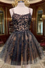Black Lace Short Formal Prom Dress, Cute A-Line Homecoming Party Dress