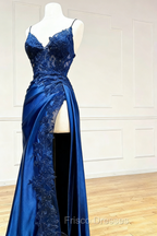 Black Lace V-Neck Long Prom Dress with Slit Birthday Outfits