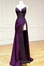 Black Lace V-Neck Long Prom Dress with Slit Birthday Outfits