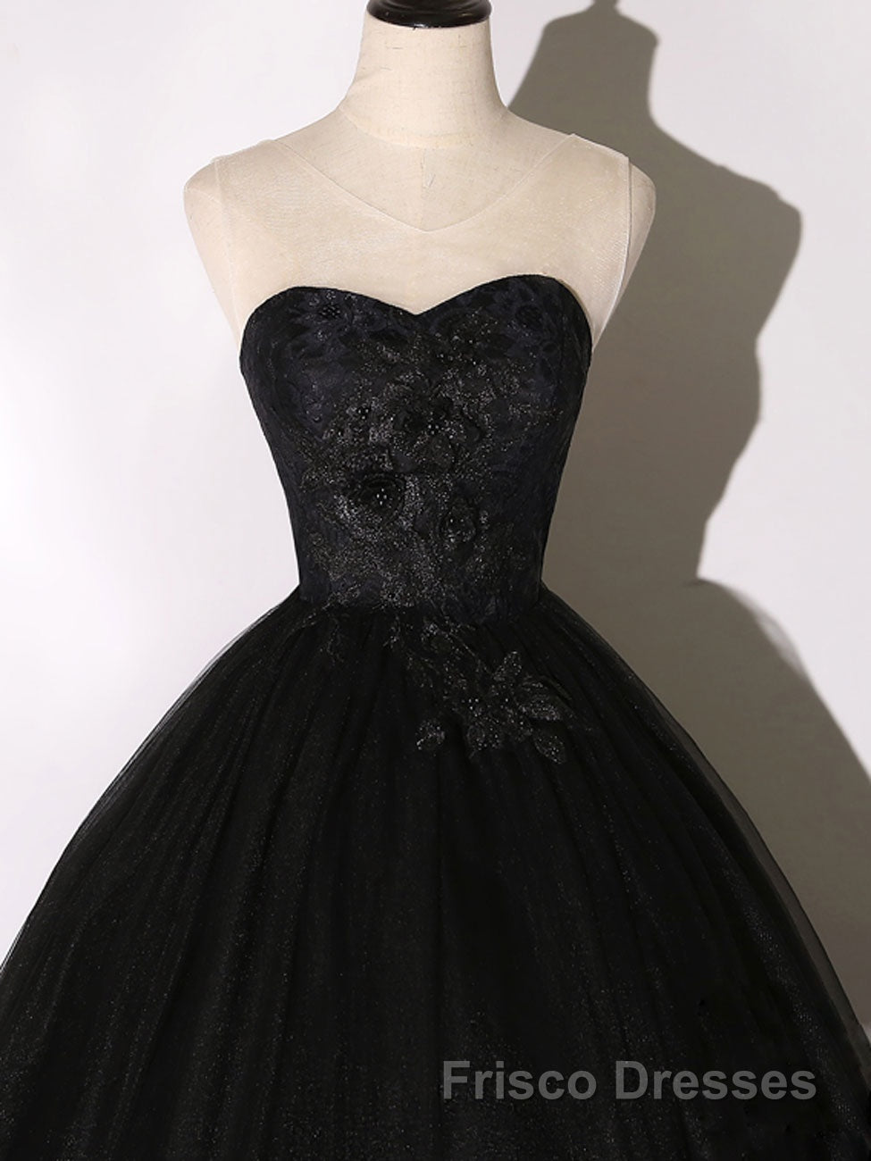 Black Long Formal Prom Dresses, Black Lace Formal Evening Dresses