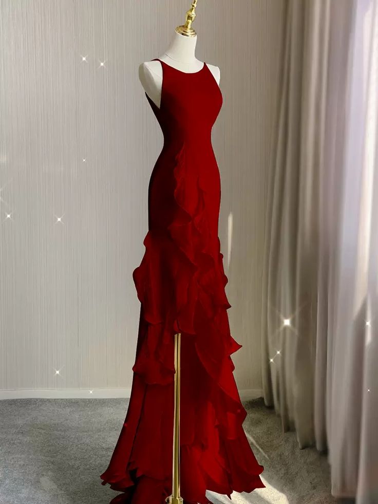 Black Mermaid Beach Wedding Dress With Ruffles, Spaghetti Straps Backless Prom Gown Secondary image