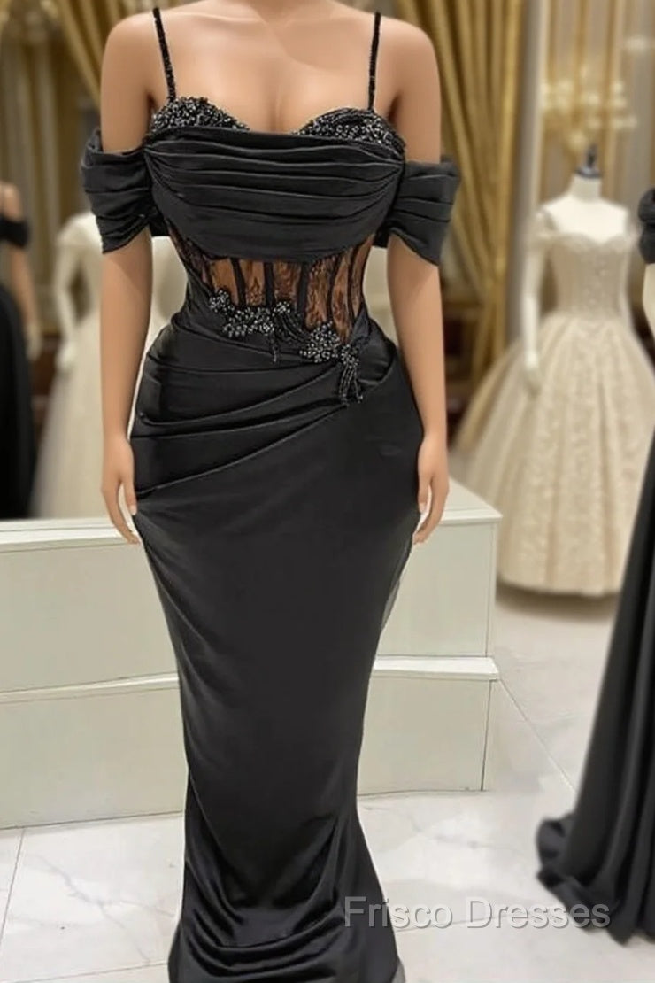 Black Mermaid Corset Formal Prom Dress Appliques Beaded Main image