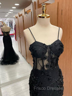 Black Mermaid Lace Long Formal Prom Dress, Black Lace Evening Dress