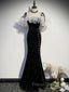 Black Mermaid Long Formal Dress Party Dress, Off Shoulder Black Evening Dress