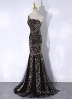 Black Mermaid Sequins Long Formal Prom Dress, Black Formal Dress Party Dress