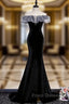 Black Mermaid Velvet Off the Shoulder Formal Prom Dress