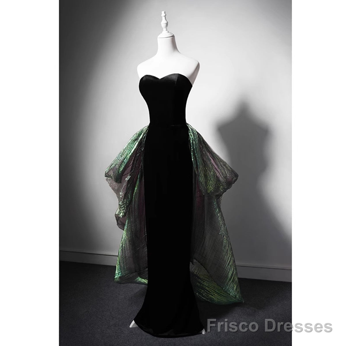 Black Mermaid Velvet Sweetheart Long Party Dress, Black Evening Dress Prom Dress Secondary image