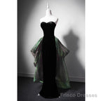 Black Mermaid Velvet Sweetheart Long Party Dress, Black Evening Dress Prom Dress