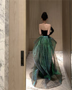 Black Mermaid Velvet Sweetheart Long Party Dress, Black Evening Dress Prom Dress