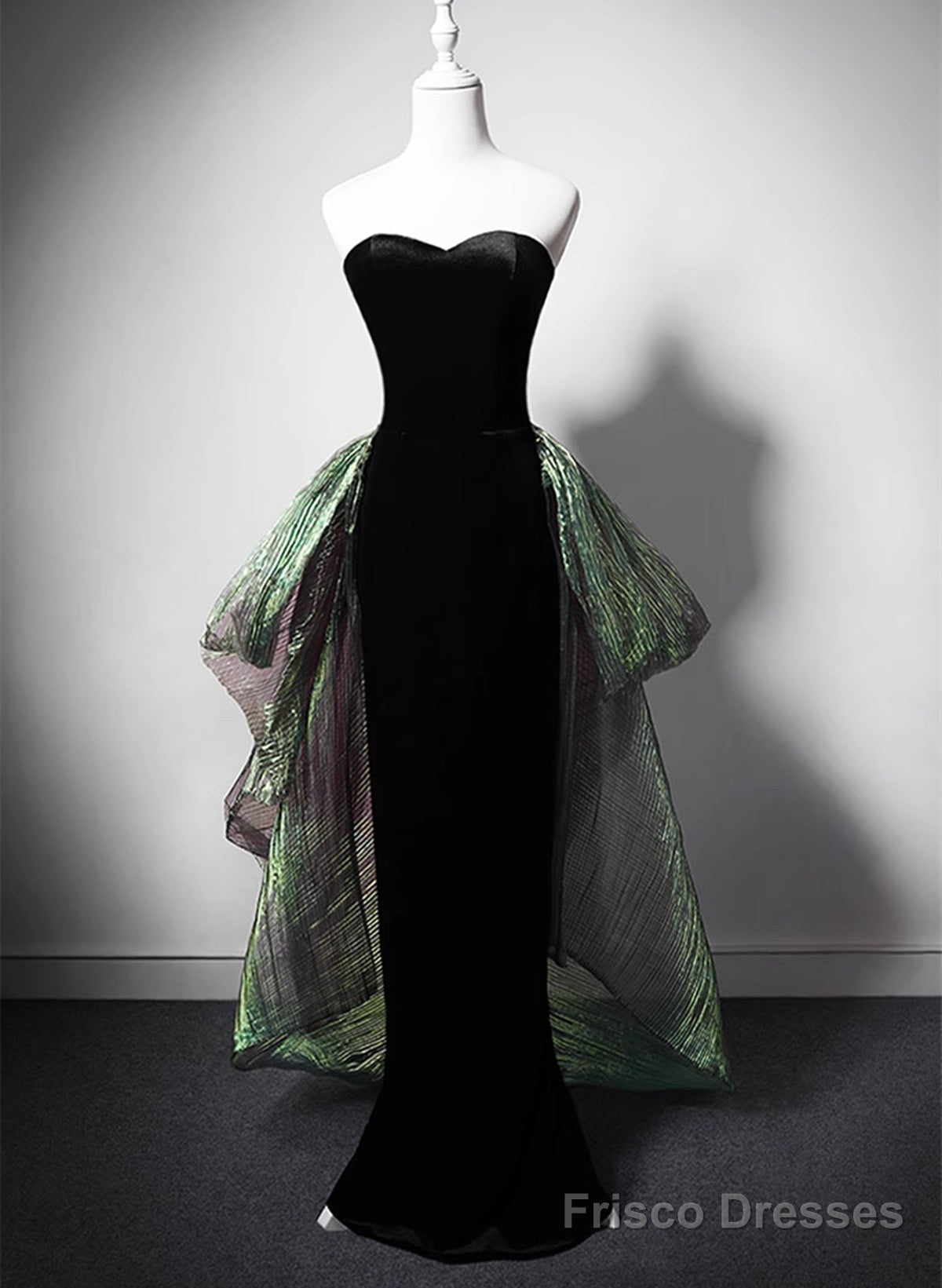 Black Mermaid Velvet Sweetheart Long Party Dress, Black Evening Dress Prom Dress Main image