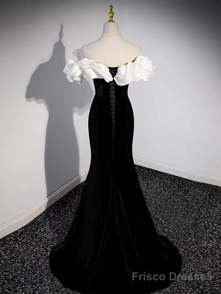 Black Off Shoulder Mermaid Long Prom Dress, Black Long Formal Dress Secondary image