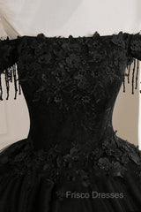Black Off Shoulder Sweet 16 Formal Dress with Lace Black Formal Dress Formal Prom Dress shops