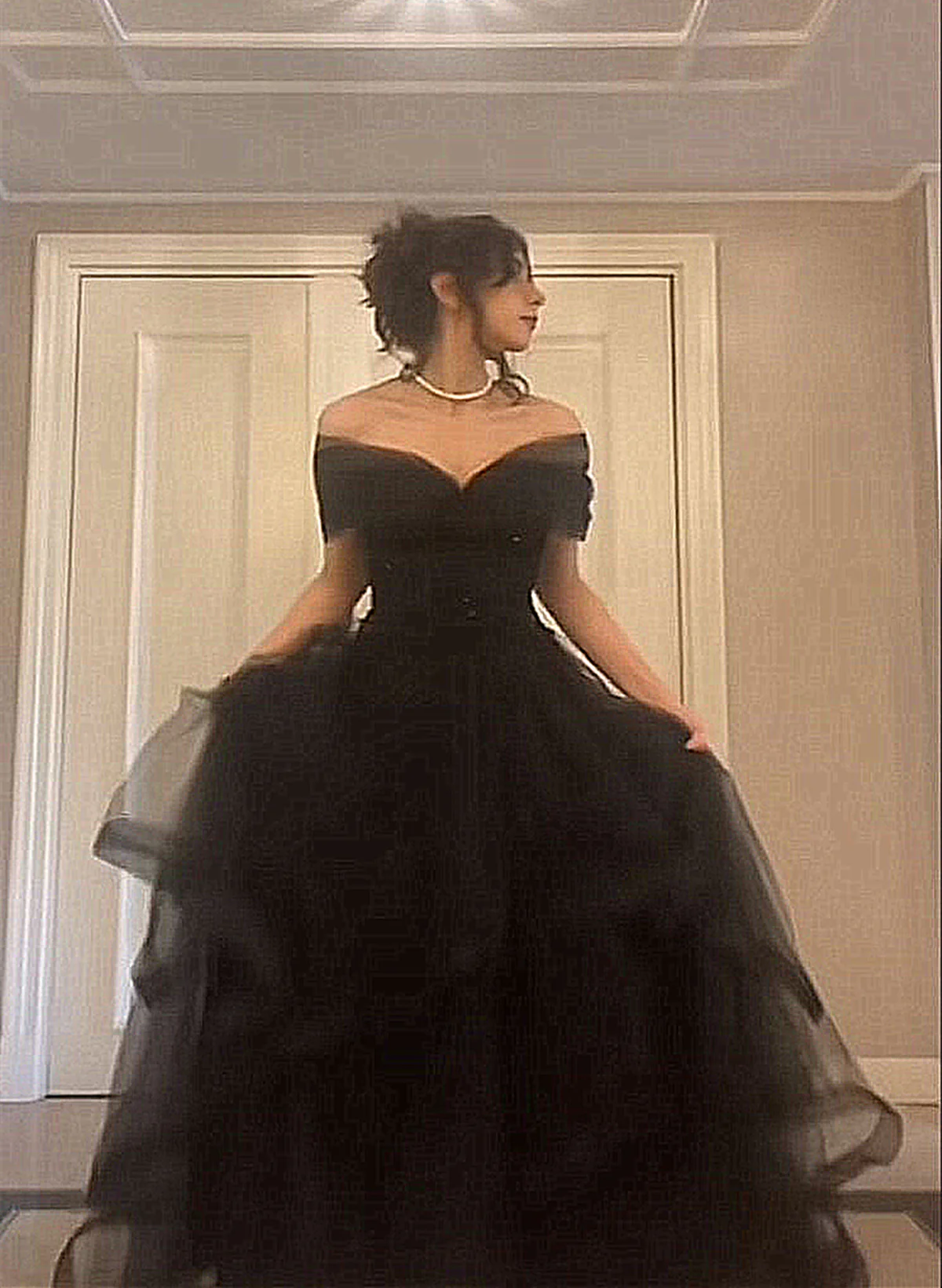 Black Off Shoulder Sweetheart Tulle Prom Dress, Black Tulle A-Line Party Dress Secondary image
