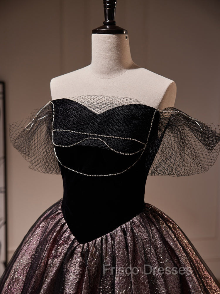 Black Off Shoulder Tulle Short Formal Prom Dress, Black Homecoming Dress