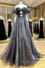 Black Organza Off the Shoulder Pleats Formal Prom Dress