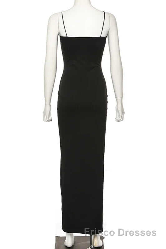 Black Party Dresses, Gorgeous Spaghetti-Straps Mermaid Formal Prom Dresses Long With Split Evening gowns Secondary image