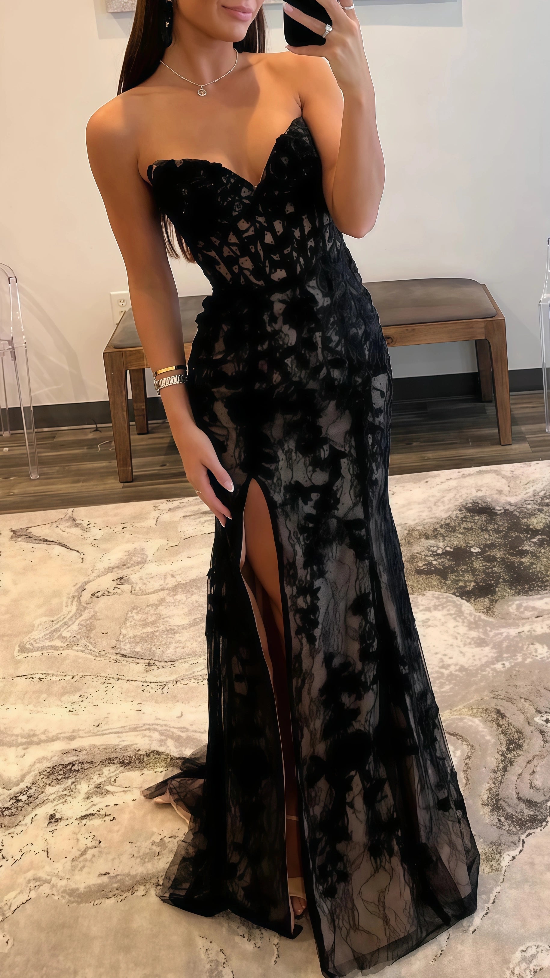 Black Prom Dresses, Sweetheart Lace Mermaid Prom Dress Secondary image