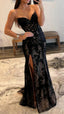 Black Prom Dresses, Sweetheart Lace Mermaid Prom Dress