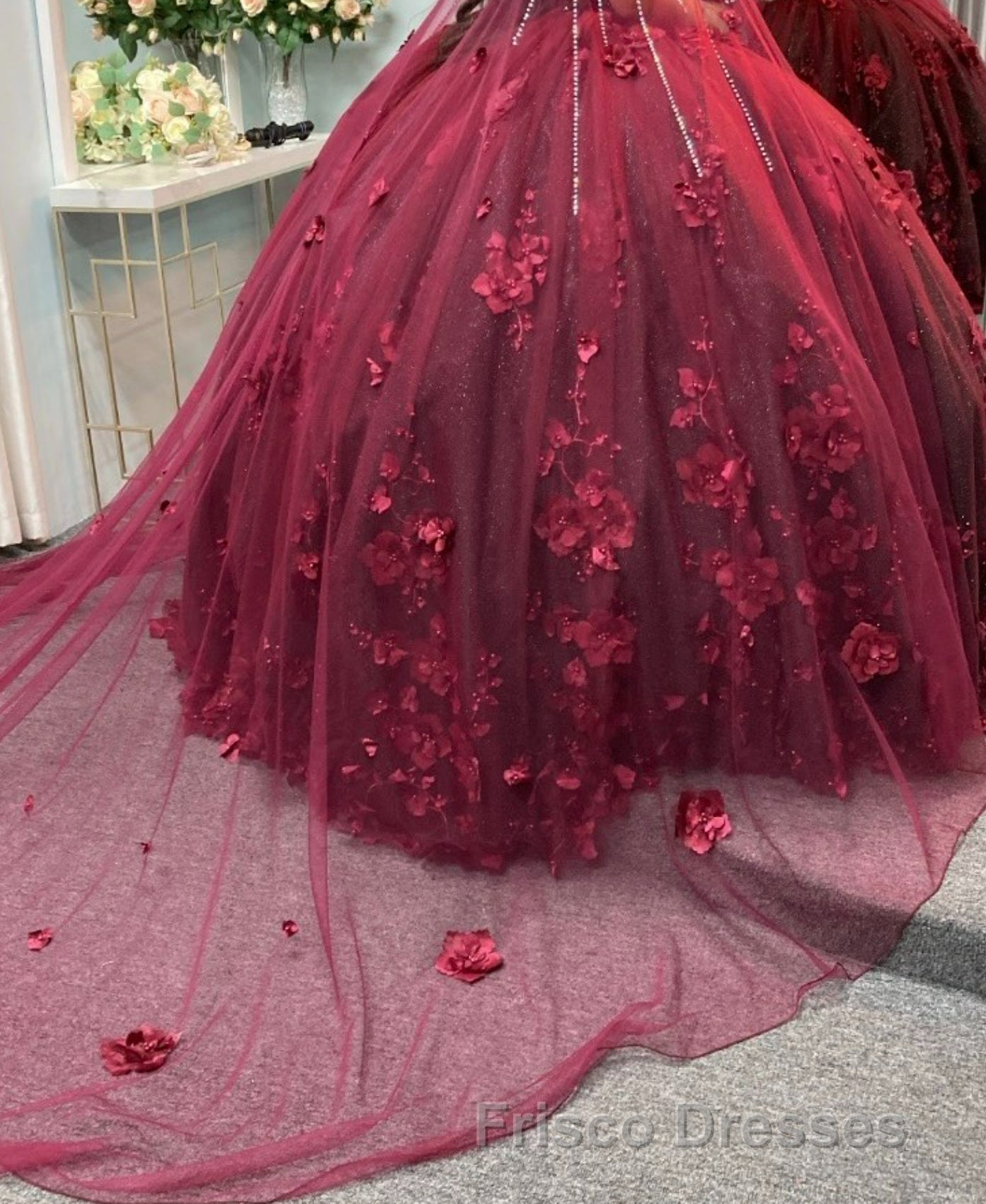 Black Quinceanera Dress with Flowers,Long Sweet 16 Dress