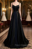 Black Satin Long Party Dress Black Simple Junior Formal Prom Dress Formal Prom Dress shops