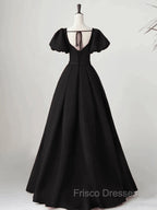 Black Satin Long Party Dress Formal Prom Dress A-line Black Formal Dress Formal Prom Dress shops