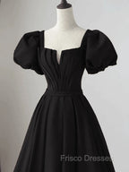 Black Satin Long Party Dress Formal Prom Dress A-line Black Formal Dress Formal Prom Dress shops