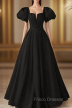 Black Satin Long Party Dress Formal Prom Dress A-line Black Formal Dress Formal Prom Dress shops