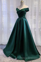 Black Satin Off Shoulder Long Simple Evening Dress Formal Prom Dress,Stunning Party Gown