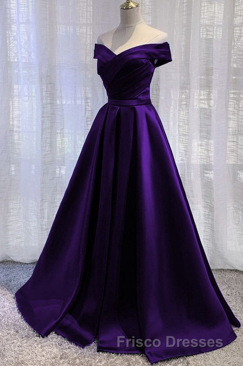 Black Satin Off Shoulder Long Simple Evening Dress Formal Prom Dress,Stunning Party Gown