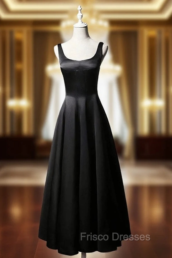 Black Satin Straps Black Short Formal Prom Dress Main image