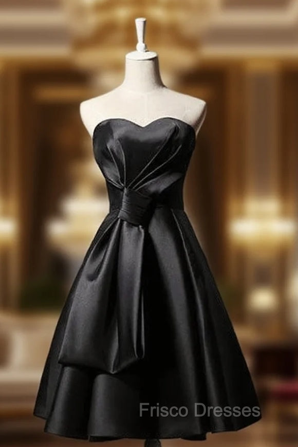 Black Satin Sweetheart Black Homecoming Dress Main image